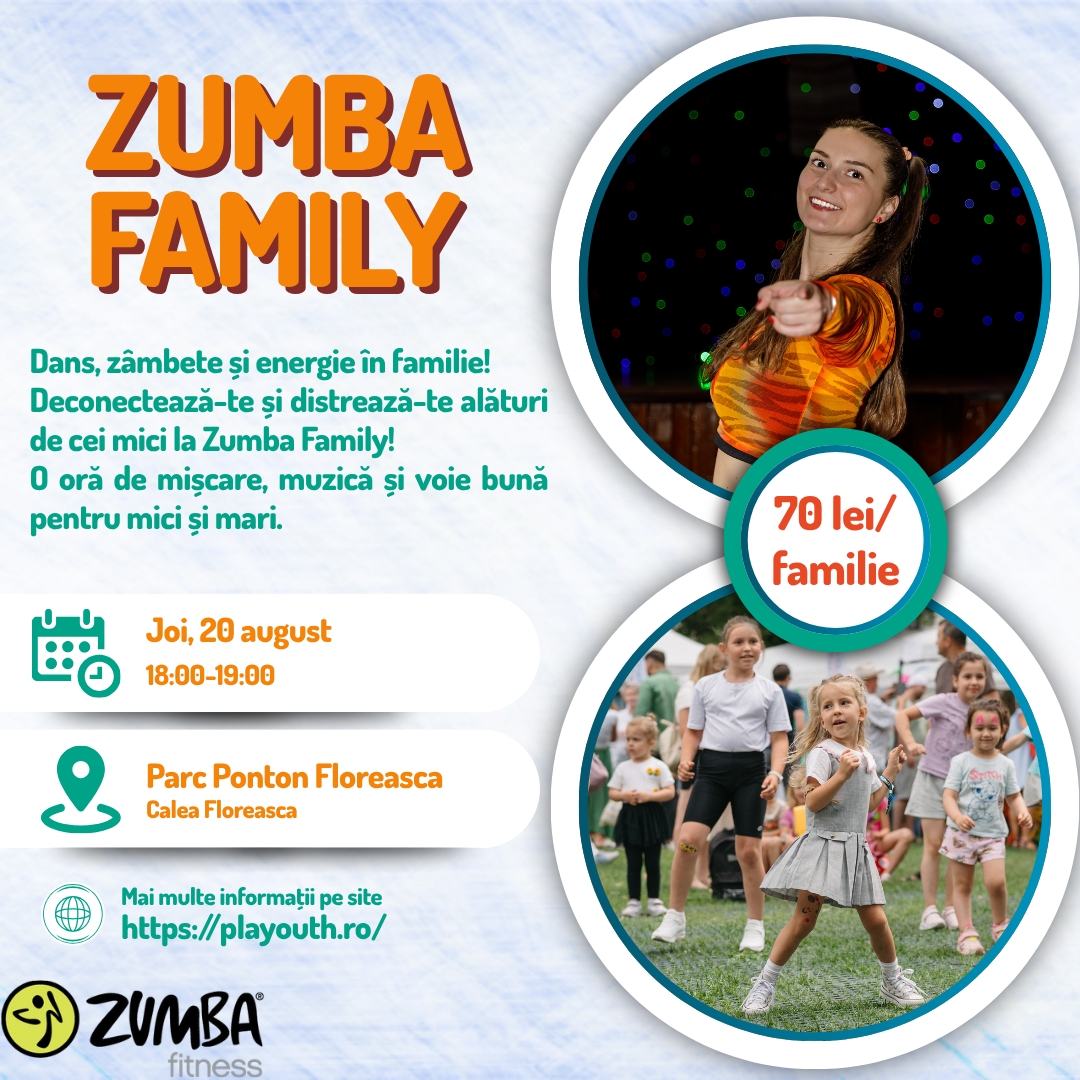 Atelier Zumba Family, pentru părinți și copii, mișcare sănătoasă